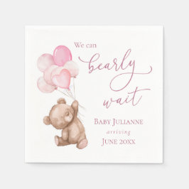Barly Wait Rosa Nalle Baby Shower Pappersservett