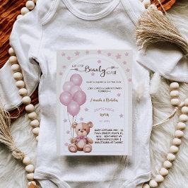 Barly Wait Rosa Rustic Balloons Flicka Shower Inbjudningar