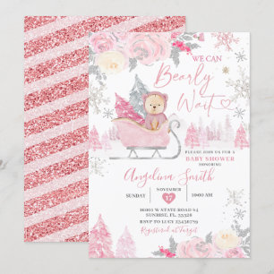 Barly Wait Rosa Snowflake Blommigt Baby Shower Inbjudningar