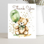 Barly wait tedy grönt babydusch tack vare ditt kor<br><div class="desc">Nalle Barly wait grönt och brunbabydusch tack vare ditt kort,  vattenfärgssöt nalle med en grönt med buggstift ballonger guld sprinkloner  sprinklon</div>