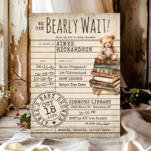 Barly Wait Vintage Bibliotek Card Bokar Baby Showe