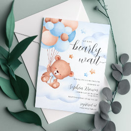 Barly Wait Watercolor Pojke Baby Shower Inbjudningar