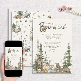 Barly Wait Woodland Animals Baby Shower Inbjudningar