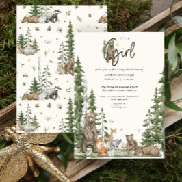 Barly Wait Woodland Animals Girl Baby Shower Inbjudningar