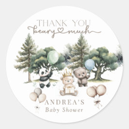 Barly Wait Woodland Bear Baby Shower Runt Klistermärke