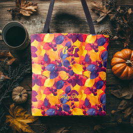 Bärlycka Totebag med höstlöv och bär Tygkasse