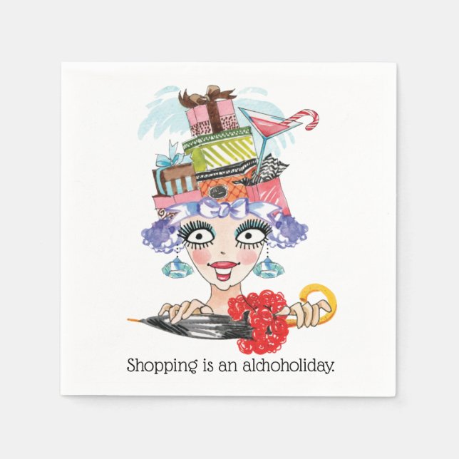 Barmaid Dam Funny Ansikte Cocktail Pappersservett (Framsidan)