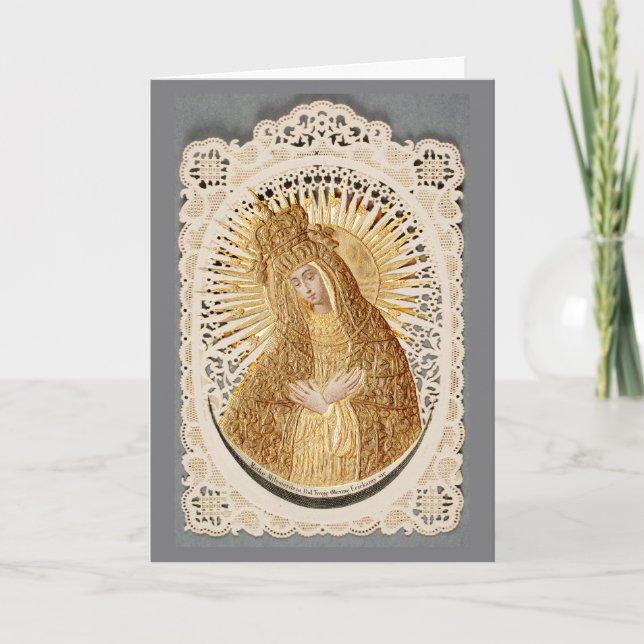 Barmhärtighetens Moder Madonnan i bön ... Kort (Framsida)
