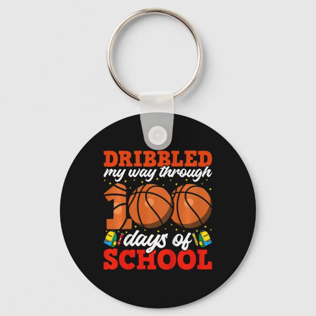 Barn 100 dagar i basket för skolpojkar 100 dagar nyckelring (Framsida)