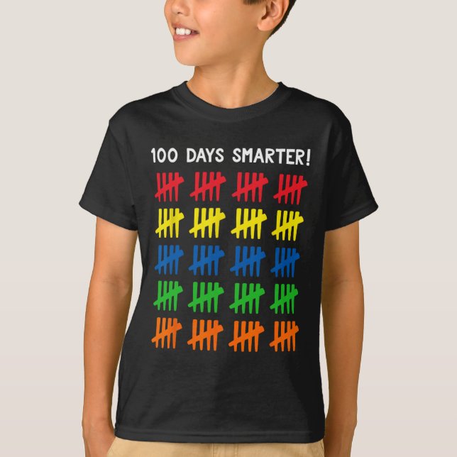 Barn 100 dagar i skolan 100 Tally Marks T Shirt (Framsida)