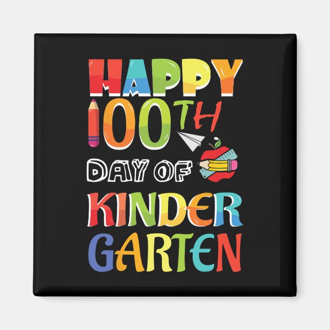 Barn 100 dagar i skolan Lycklig 100 Kinderg-dagen Magnet (Framsidan)