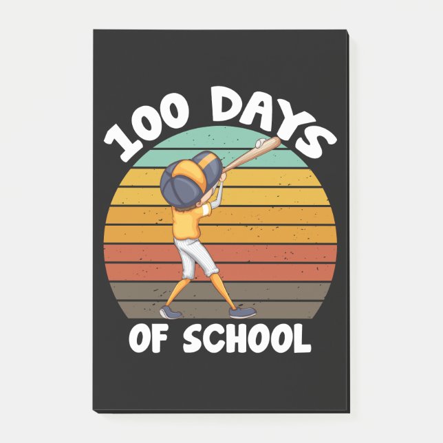 Barn 100 dagar i skolan pojkar 100:e dag baseball post-it block (Framsida)