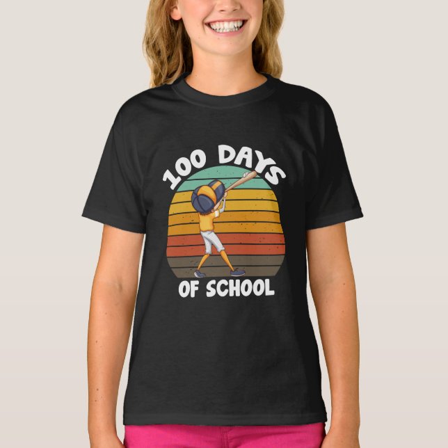 Barn 100 dagar i skolan pojkar 100:e dag baseball t shirt (Framsida)