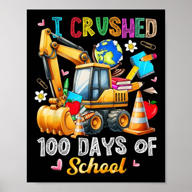 Barn 100 dagar med skolbygge Fordon Toddl Poster (Framsidan)