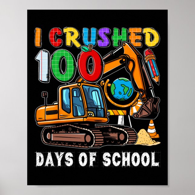 Barn 100 dagar med skolbygge Fordon Toddl Poster (Framsidan)