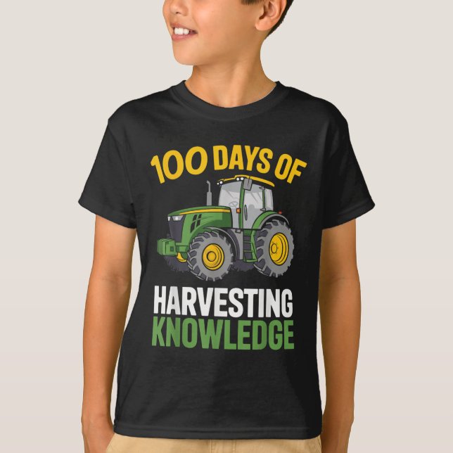 Barn 100 dagar med skolpojkscenstraktor 100:e t shirt (Framsida)
