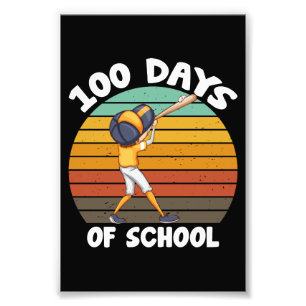 Barn 100 dagar på skolan pojkar 100:e dag baseball fototryck