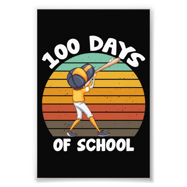 Barn 100 dagar på skolan pojkar 100:e dag baseball fototryck (Framsidan)