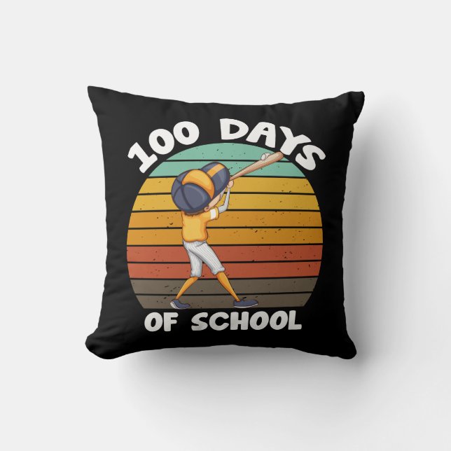 Barn 100 dagar på skolan pojkar 100:e dag baseboll kudde (Framsida)