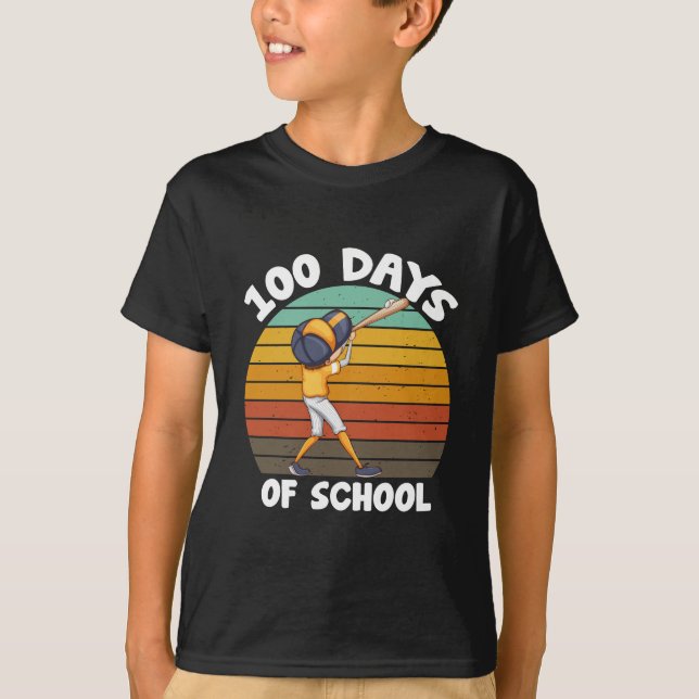 Barn 100 dagar på skolan pojkar 100:e dag baseboll t shirt (Framsida)
