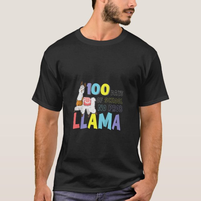 Barn 100 Skoldagar i Prob Llama - ingen problla T Shirt (Framsida)
