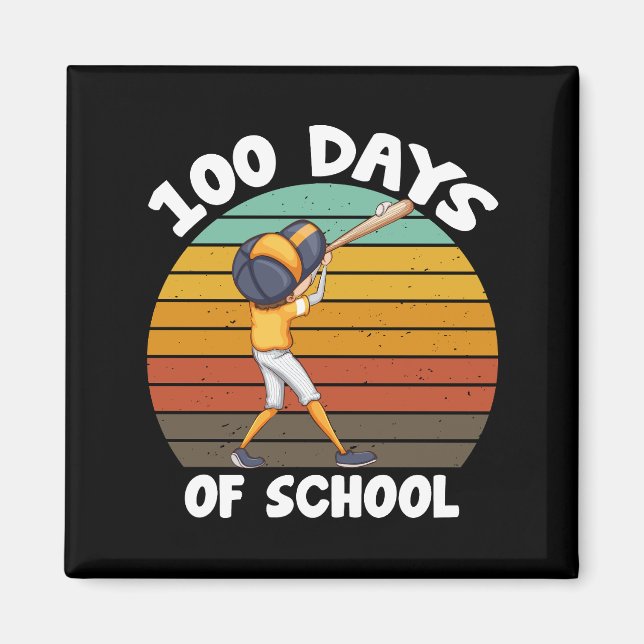 Barn 100 skoldagar pojkar 100:e dag baseball magnet (Framsidan)