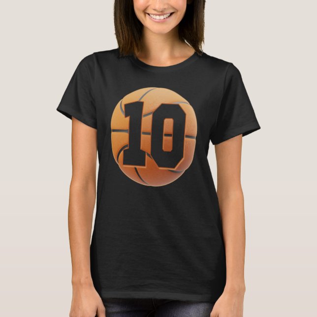 Barn 10 år gamla födelsedagsbojar basket 10:e bir t shirt (Framsida)