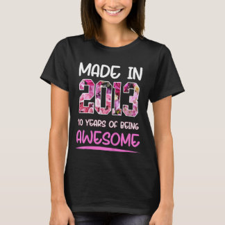Barn 10 år gammal Blommigt Birthday Born 2013 Girl T Shirt