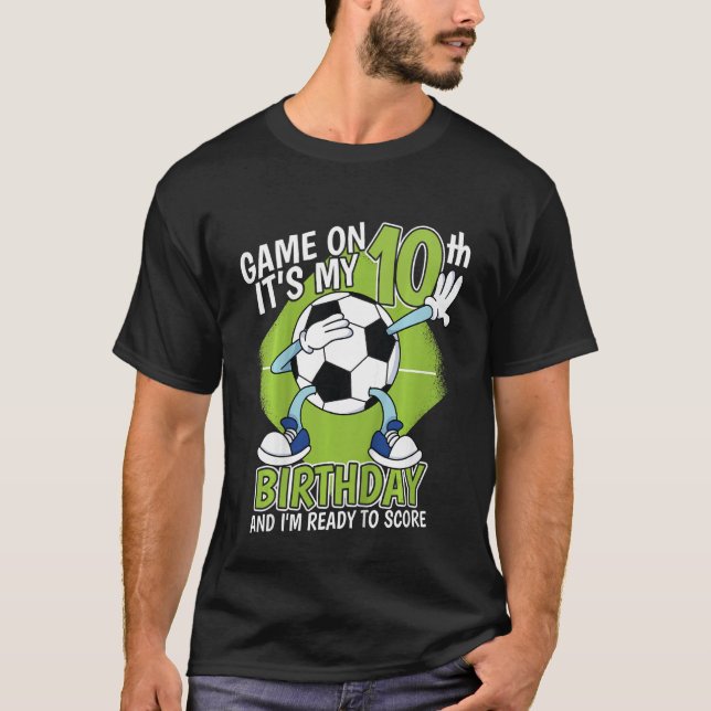 Barn 10 år gammal fotbollsspelare 10:e födelsedage t shirt (Framsida)