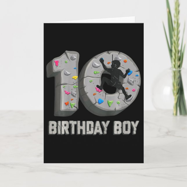Barn 10 år gammal klättervägg 10-års födelsedagsäv kort (Framsida)
