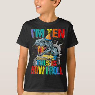 Barn 10 år gammal monster Lastbil Dinosaur Birthda T Shirt