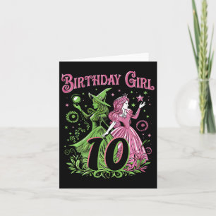 Barn 10:e födelsedag Rosa och Grönt 10 år äldre Kort