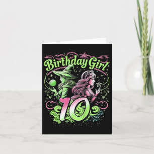 Barn 10:e födelsedag Rosa och Grönt 10 år äldre Kort