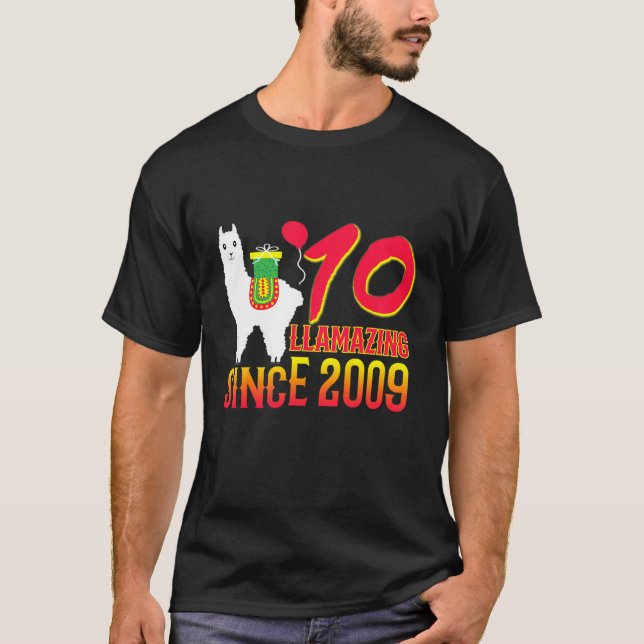Barn 10:e födelsedagen Llama Shirt Llamazing sedan T (Framsida)