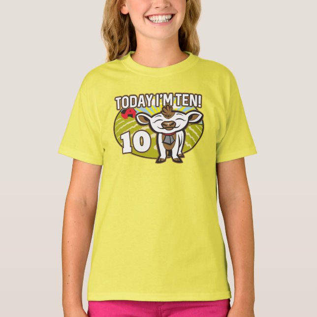 Barn 10 i dag är jag tio! Cute Cow T Shirt (Framsida)