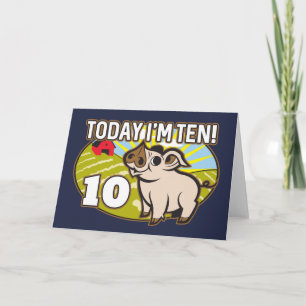 Barn 10 i dag är jag tio! Cute Gris Kort
