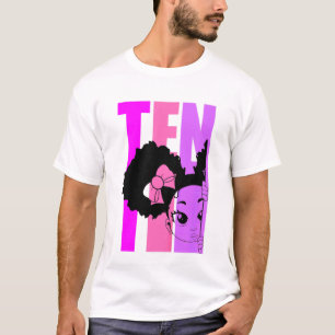 Barn 10 Retro Black Girls Peekaboo Afro 10 Lycklig T Shirt