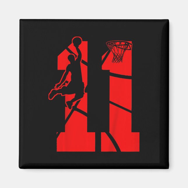 Barn 11 år gammal 11:e basketbollspartiet magnet (Framsidan)