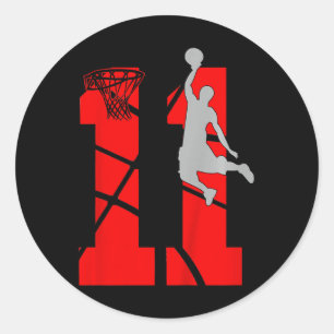 Barn 11 år gammal 11:e basketbollspartiet runt klistermärke