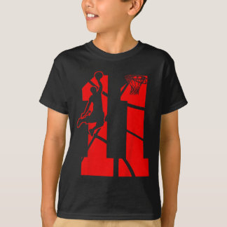 Barn 11 år gammal 11:e basketbollspartiet t shirt