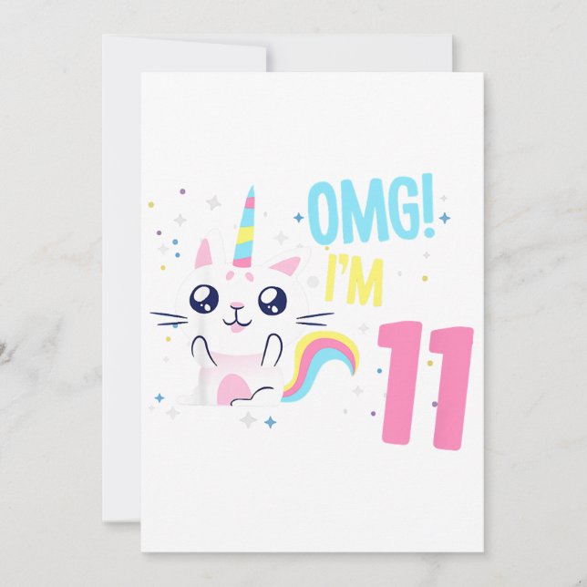 Barn, 11 år gammal Birthday Outfit Gift Unicorn Meddelande (Framsida)