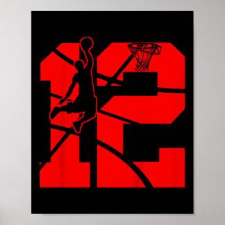 Barn 12 år gamla 12:e Basketball Birthday Party Poster