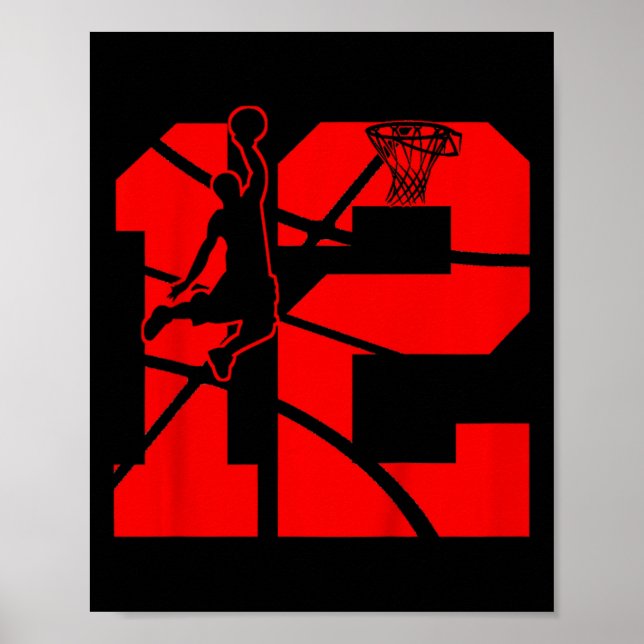Barn 12 år gamla 12:e Basketball Birthday Party Poster (Framsidan)