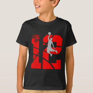 Barn 12 år gamla 12:e Basketball Birthday Party T Shirt
