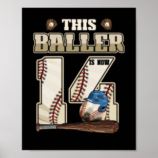 Barn 14:e födelsedag Baskeball Boy Fjorton år gamm Poster