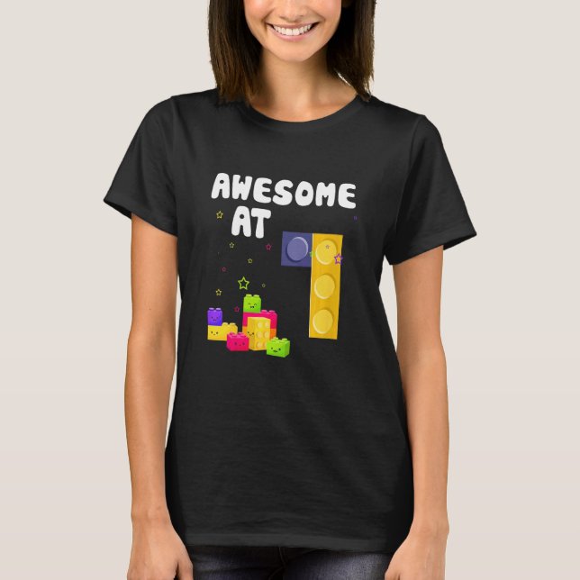 Barn 1:a födelsedag Bygger Bricks Fantastisk 1 T Shirt (Framsida)