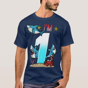 Barn 1:a födelsedag Hajar Undervattensbåtar för ba T Shirt