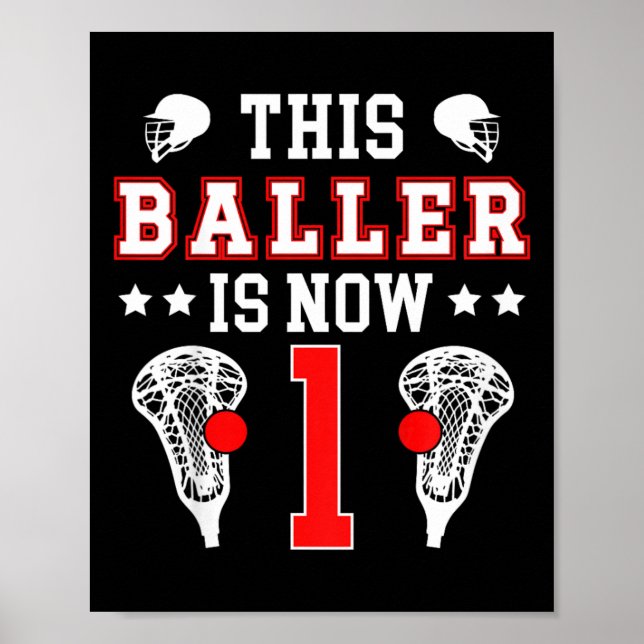 Barn 1:a födelsedag Lacrosse Ett år gammal Lacross Poster (Framsidan)
