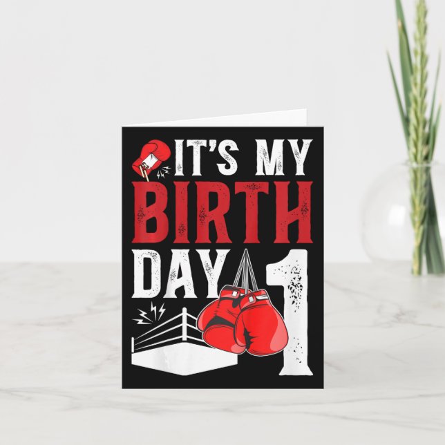 Barn 1: a födelsedagen Boxing Boy 1 Årets gamla bo Kort (Framsida)