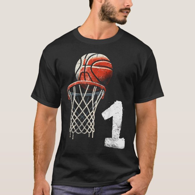 Barn 1:a födelsedagsbasketboll 1 år gammal basketb t shirt (Framsida)
